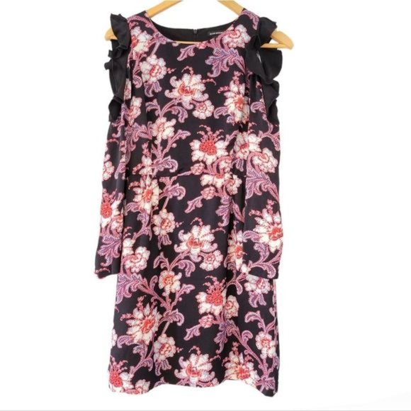 Club Monaco Teodora Cold-Shoulder Floral Print Mini Dress Size 4. - Picture 3 of 12